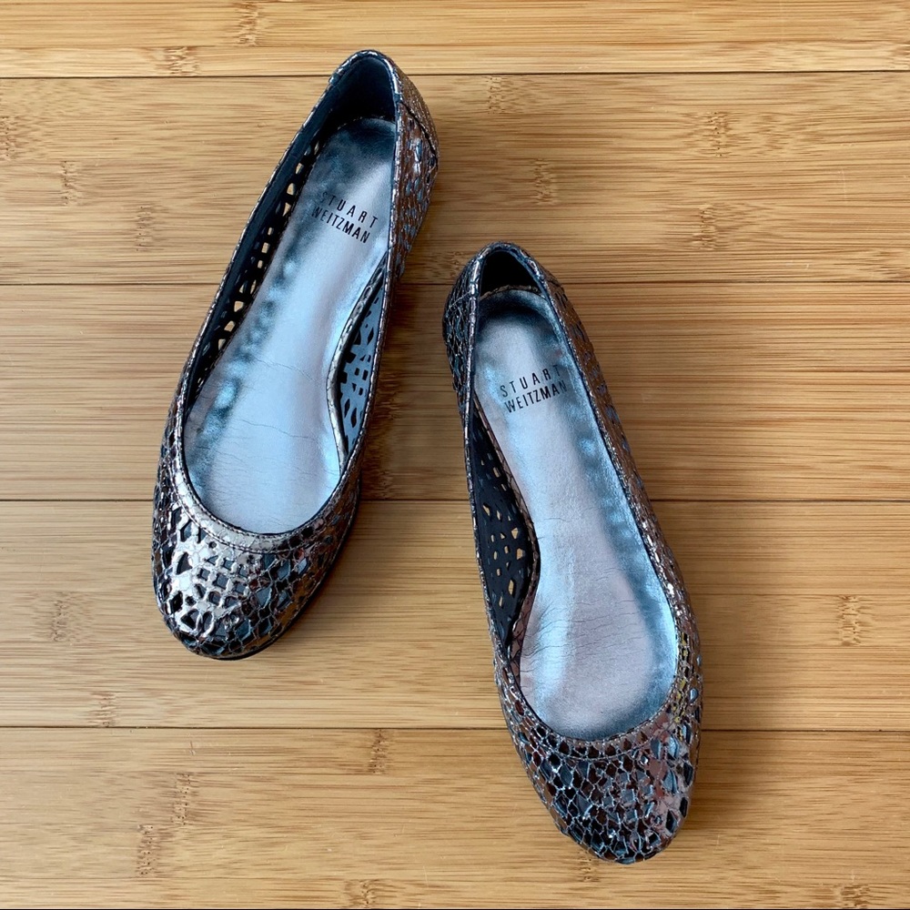 Metallic Stuart Weitzman Flats